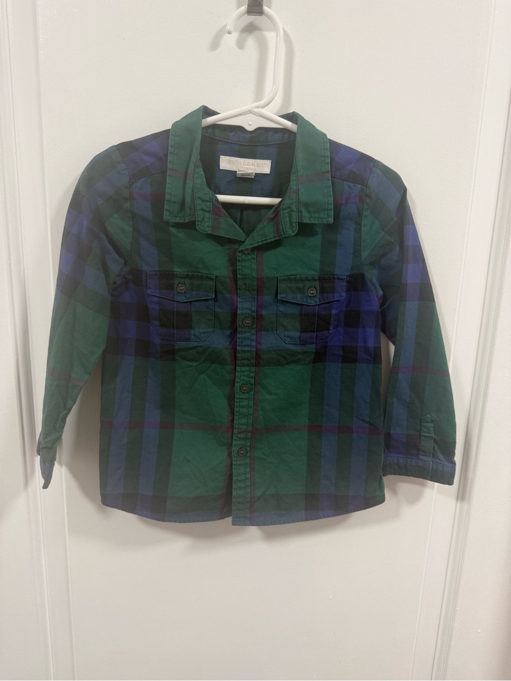 Kids Plaid Button-Up Shirt - Green, Purple & Blue